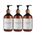 500ml Shampoo and Conditioner Bottles Dispenser 3 Pack Soap Shampoo Dispenser Bottles with Pump Conditioner Shower Container Oasis Select Brown