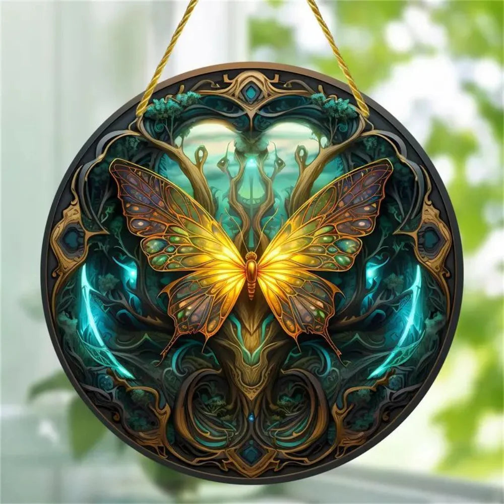 2025 Circular Acrylic Painting Creative Butterfly Theme Home Wall Decoration Hanging Painting Living Room Bedroom Mural Painting Oasis Select 11