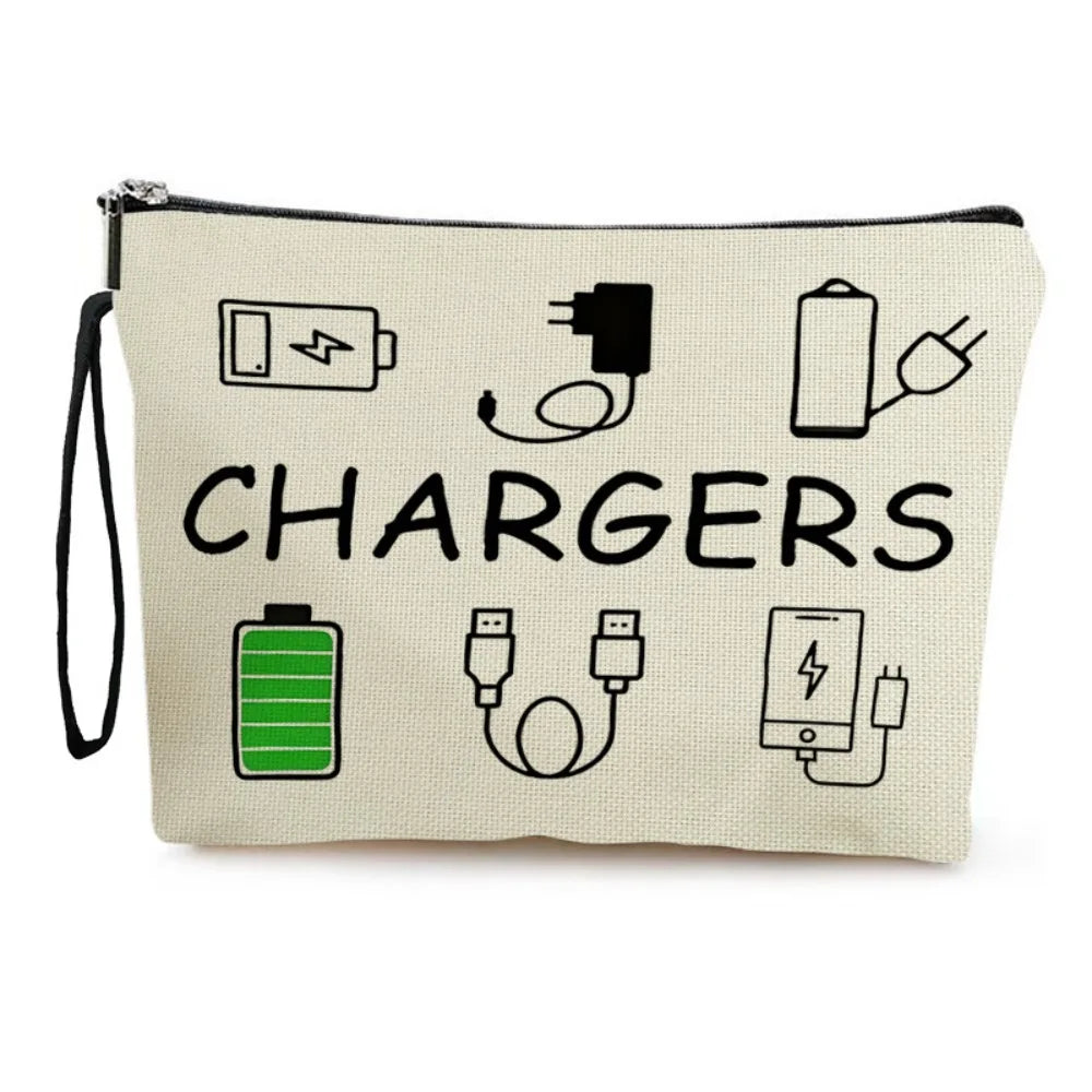 Portable Soft Travel Makeup Bags Canvas Water Proof Lipstick Bag Multifunctional Printing Charger Storage Bag Home Oasis Select 03