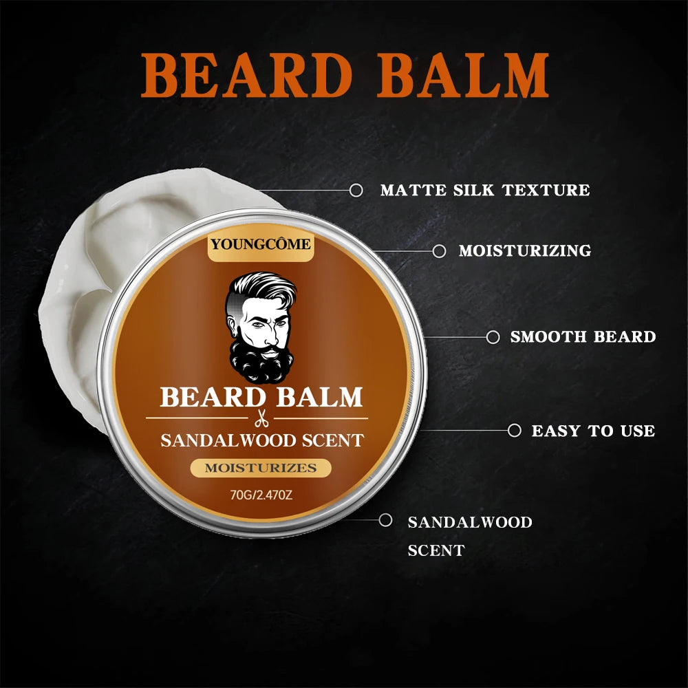 YOUNGCOME Beard Growth Oil & Sandalwood Balm | Argan Oil Kit Beard Care Kit Oasis Select