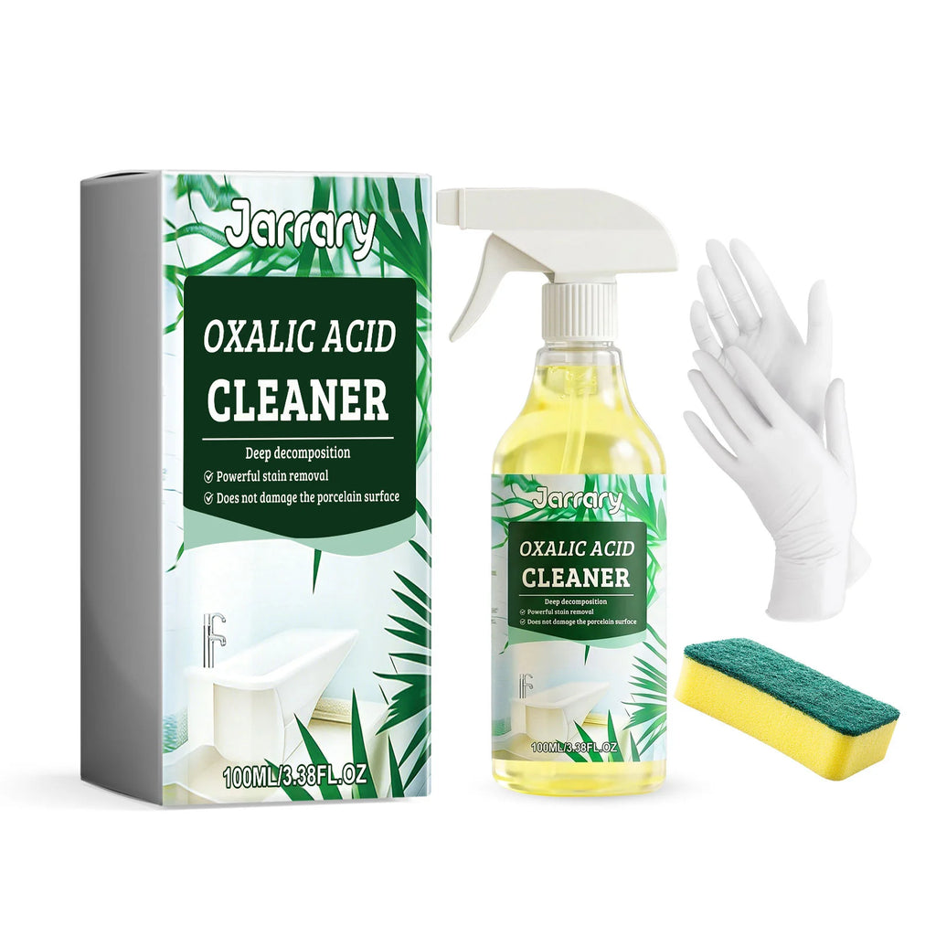 Oxalic Acid Cleaner 100ml Bathroom & Kitchen Stain Remover with Sponge & Gloves for Toilet, Tile & Grout Deep Cleaning Spray Oasis Select 1 Set