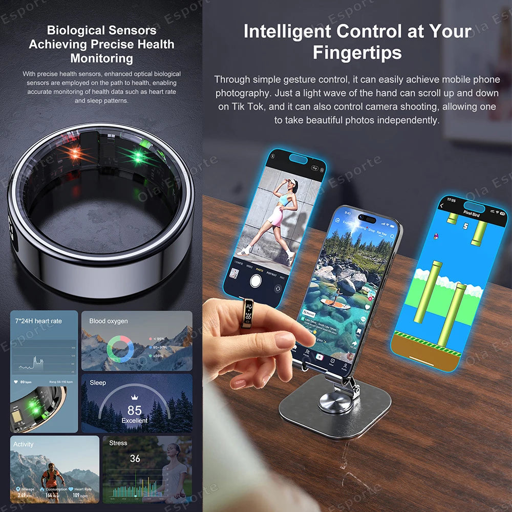 Ola Esporte R11C Smart Ring – SpO2, Heart Rate & Gesture Control