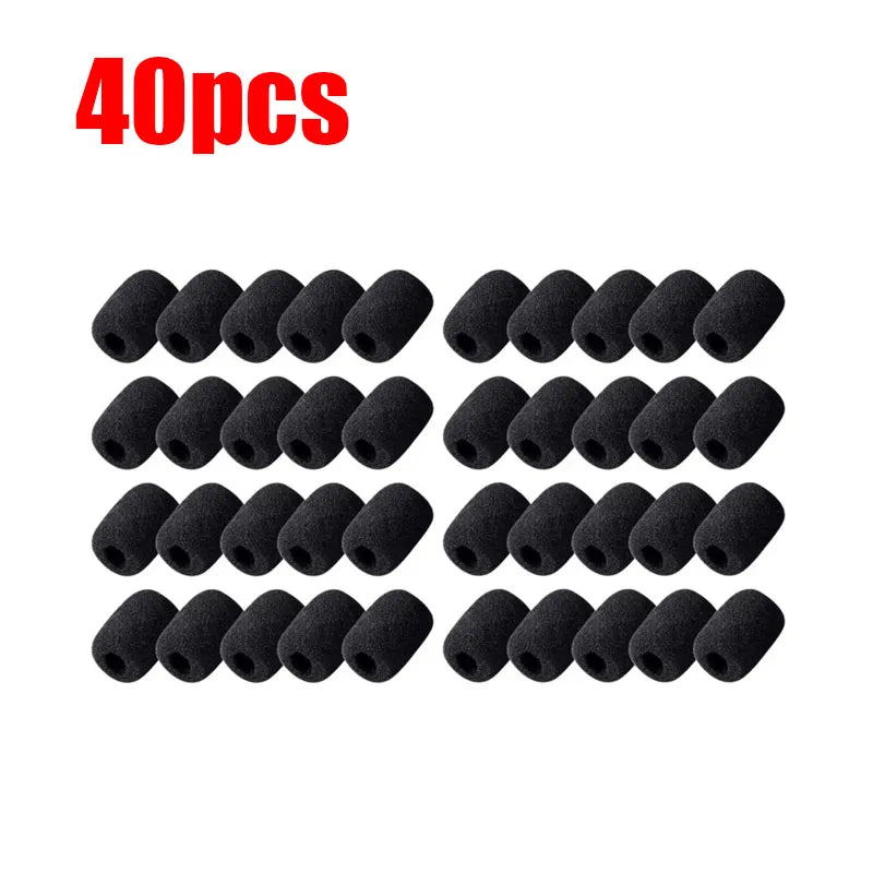 10/30/60PCS Universal Black Mini Mic Cover Foam Headset Microphone Windscreen Sponge Replacement Small Lapel Protection Sleeve Oasis Select 40pcs