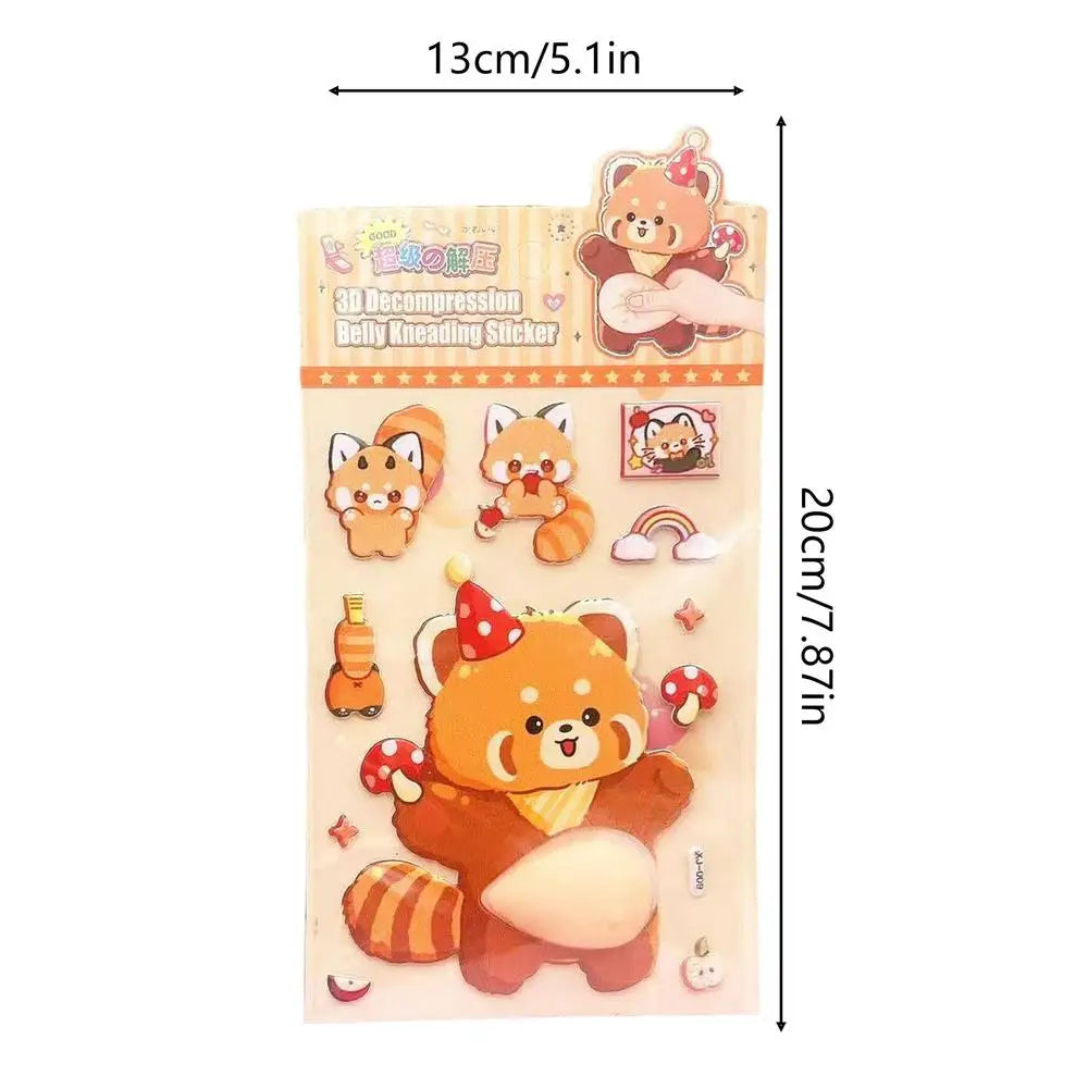 Squishy Stickers Cartoon Soft Cute Belly Pinching and Relaxation Stickers Rabbit Animal Panda Furong Skin 3D Stickers kids Gift Oasis Select cat