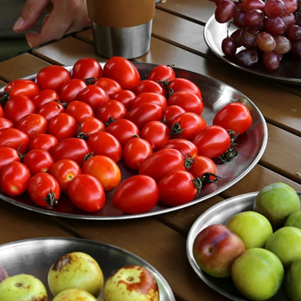 Stainless Steel Plates Korean Style Grilled Meat Plates BBQ Meat Plate Vegetable Fruit Storage Tray Picnic Dishes Cookware Oasis Select