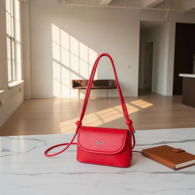 Women's Butterfly Knot PU Shoulder Bag | Small Square Bag