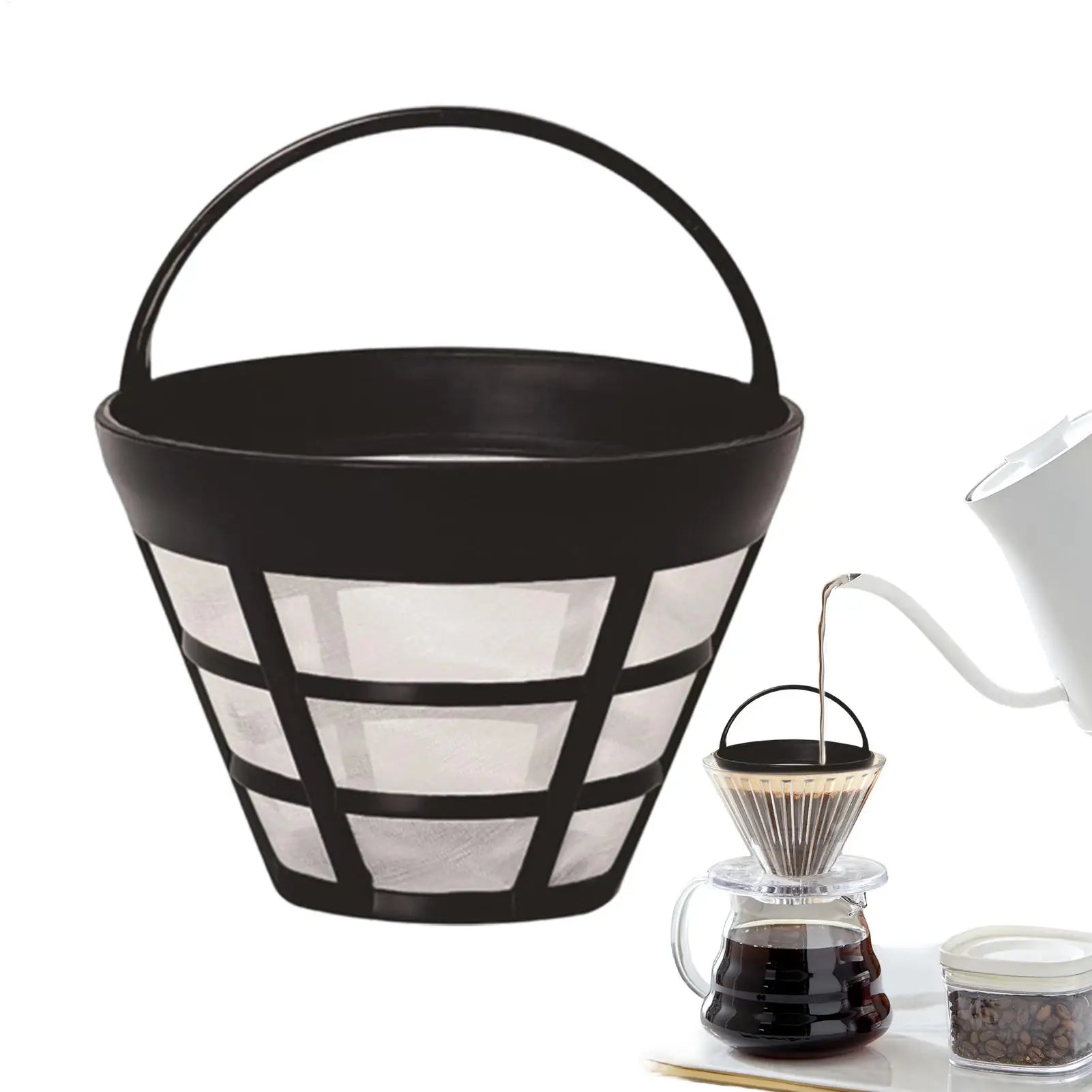 Basket Shaped Coffee Filters Cone Mesh Strainer Coffee Maker Filter for Home Kitchen Commercial Cafe Workplace Travel Camping Oasis Select