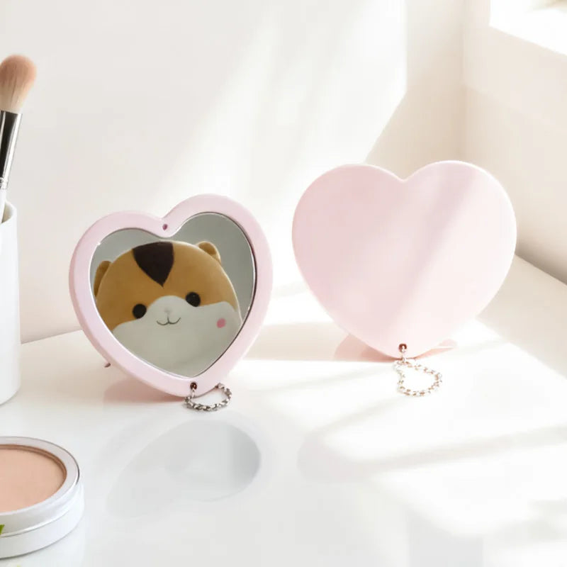 Heart Shaped Compact Makeup Mirror – Double-Sided Pocket Mirror