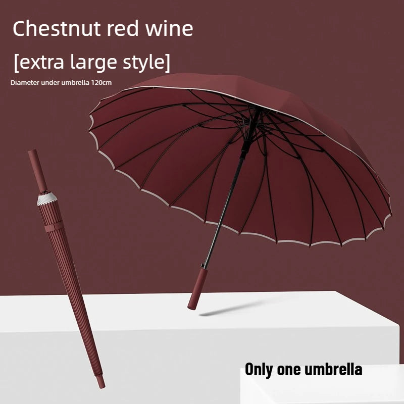 1pcs Long Handled Umbrellas for Two or Three People Extra Large Reinforced Thick Sturdy Wind Resistant and Maillard Resistant Oasis Select Red 24 bone xl full-fiber 24K