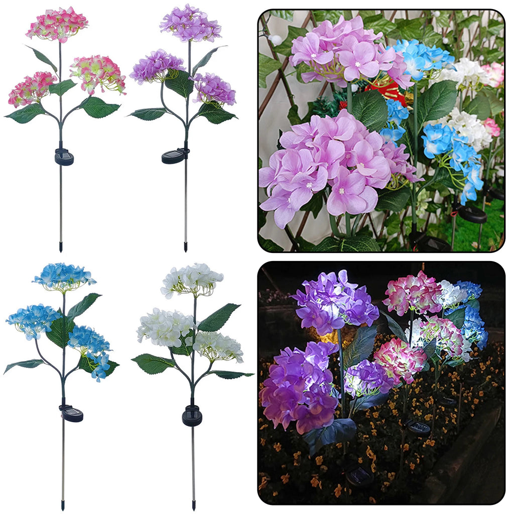 Solar Hydrangea Garden Pathway Lights – IP65 Waterproof Stake