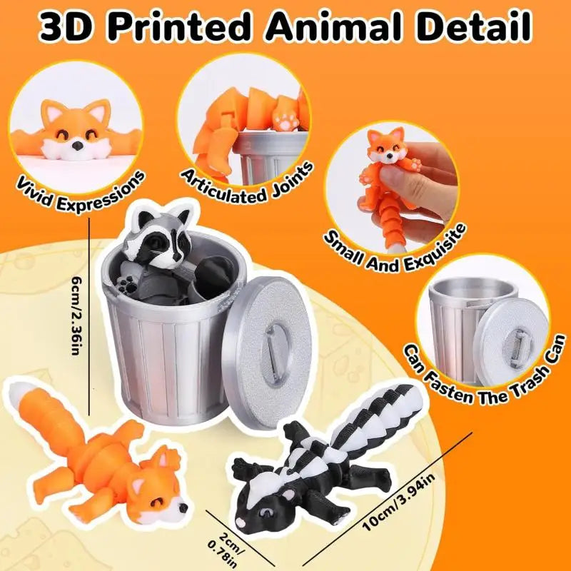 Creativity Plastics 3D Printed Toys Cartoon Flexible Raccoons Animals Figures Articulated Raccoon Fidget Toy Desktop Decoration Oasis Select