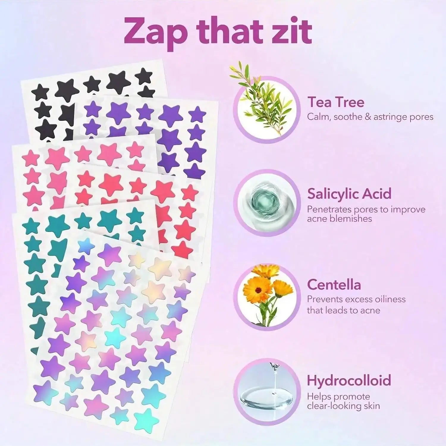 240 pieces/box of star shaped hydrocolloid acne patches, nonalcoholic, gentle and non irritating absorption acne patches Oasis Select