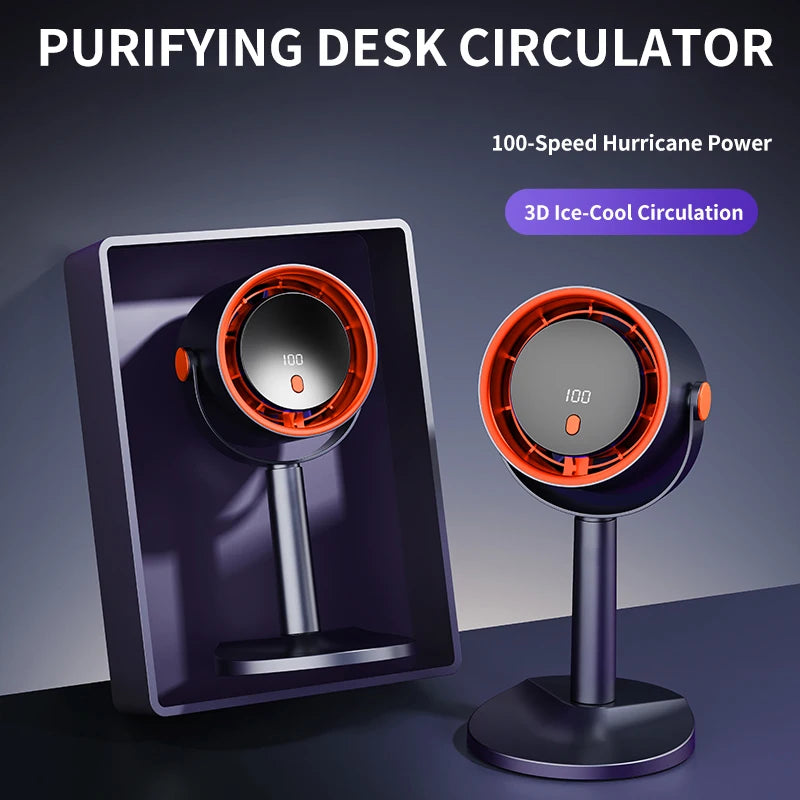 Bladeless Electric Fan Portable Outdoor Camping Fan with Timer Function Office Dormitory Desktop Fan Rechargeable Turbo Mini Fan Oasis Select