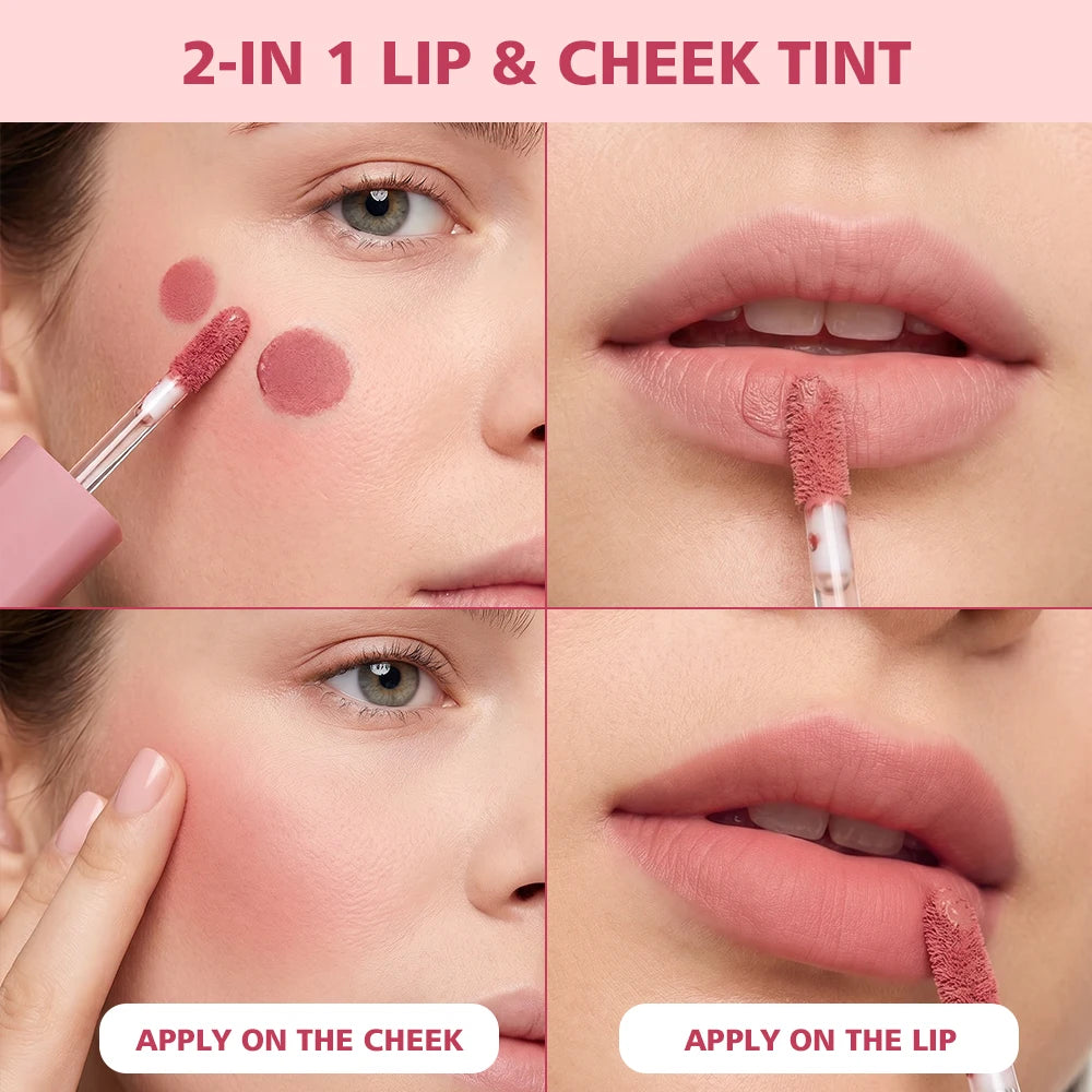 Soft Matte Lip Tint Long Lasting Lightweight Non-sticky Smooth Velvet Lip Gloss 2 In 1 Natural Lip & Cheek Blush Cream Daily Bea Oasis Select