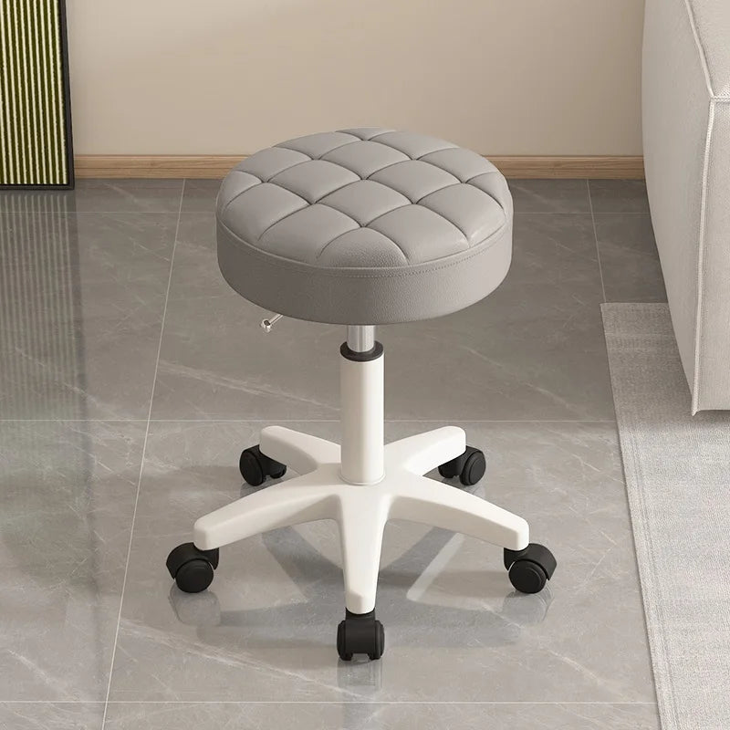 Massage stool Beauty salon stool Lifting rotating round stool Hair manicure Barber shop stool Round stool with wheels Oasis Select Light gray
