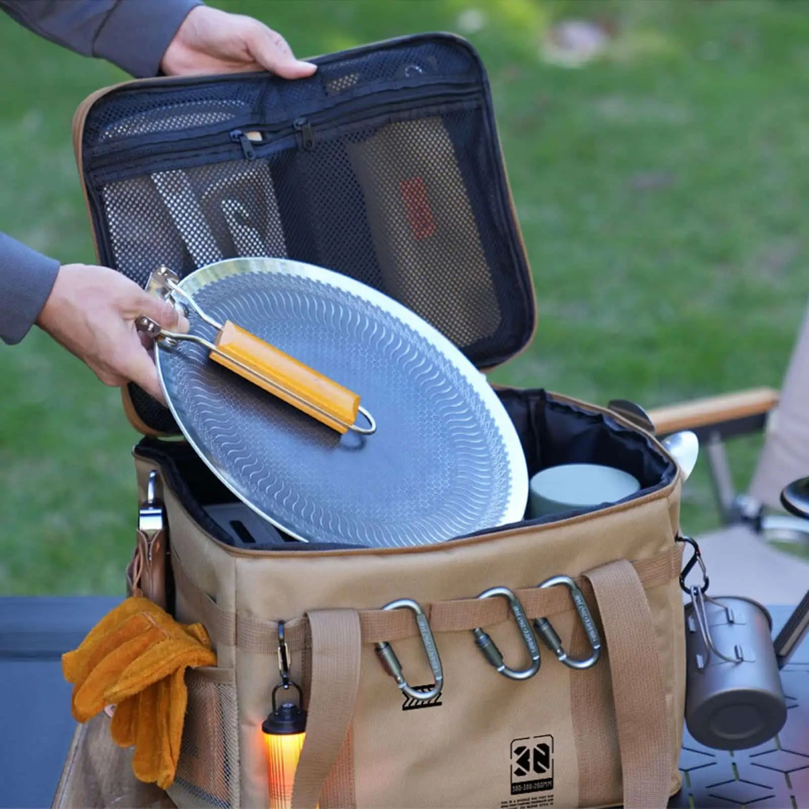 Camping Cooking Utensil Organizer 30L Large Capacity Car Trunk Storage Bag Detachable Multifunctional Camping Stove Storage Case Oasis Select