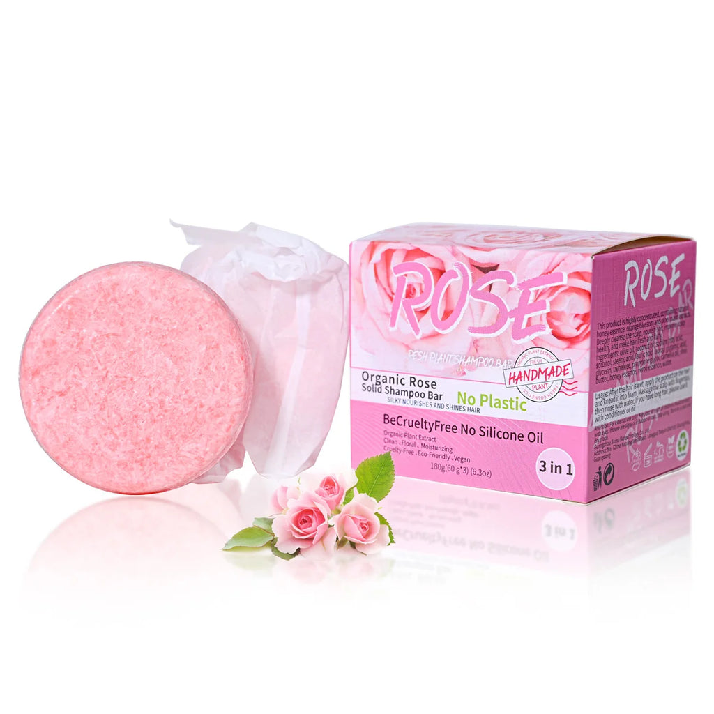 Damascus Rose Solid Shampoo Bar – Moisturizing 3-Pack | 60g