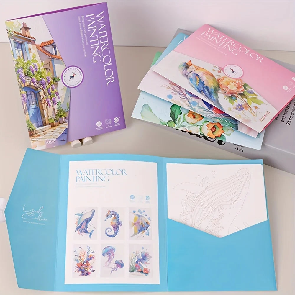 A Set of Creative Watercolor Painting Tools - Adult Coloring Book with Landscape and Floral Patterns Oasis Select