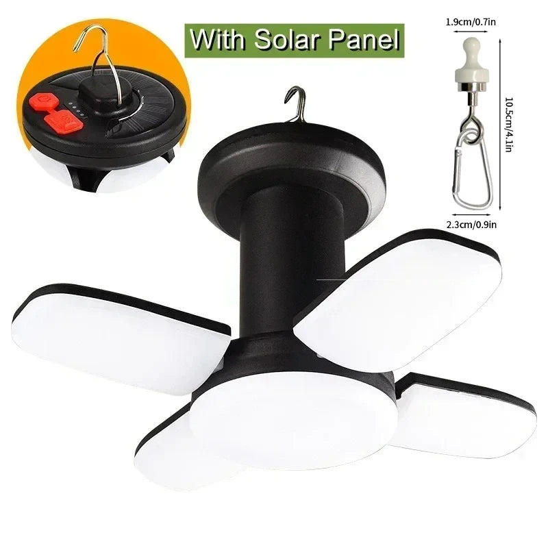 High Power Solar LED Camping Lantern USB Rechargeable 1000LM Emergency Power Bank Foldable 6 Light Modes for Camping Fishing Oasis Select 1PC with White Hook