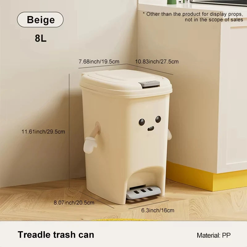 Uforu Large-Capacity Bin, Pedal Bin, DIY Creative Bin for Kitchen, Dormitory and Bathroom, Adorable Design Oasis Select 8L