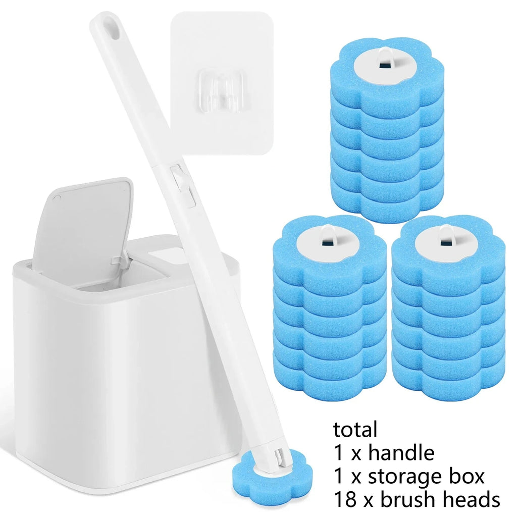 New Toilet Brush Disposable Replacement Head Cleaning Kit With Lengthened Handle Auto Lid Opening Toilet Bowl Cleaner Pad Kit Oasis Select White 18Pcs