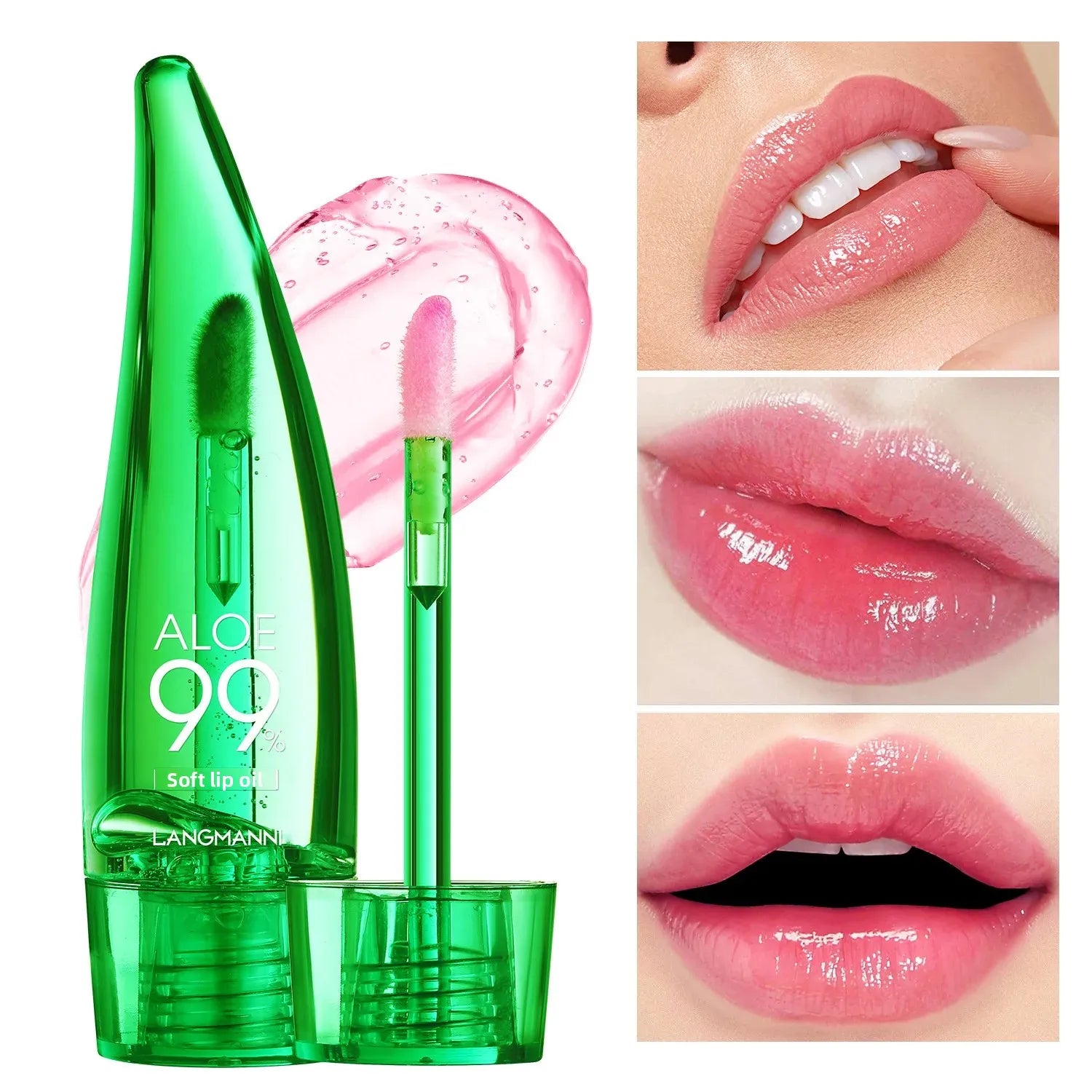 Aloe Vera Lip Gloss Strawberry Flavored Color Changing Moisturizing Lip Oil Long Lasting Shine Glaze for Lips Care Oasis Select
