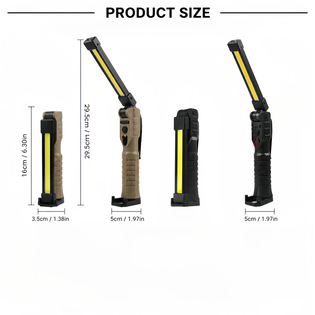 Folding COB XPE LED Work Light – USB Rechargeable & SOS Torch