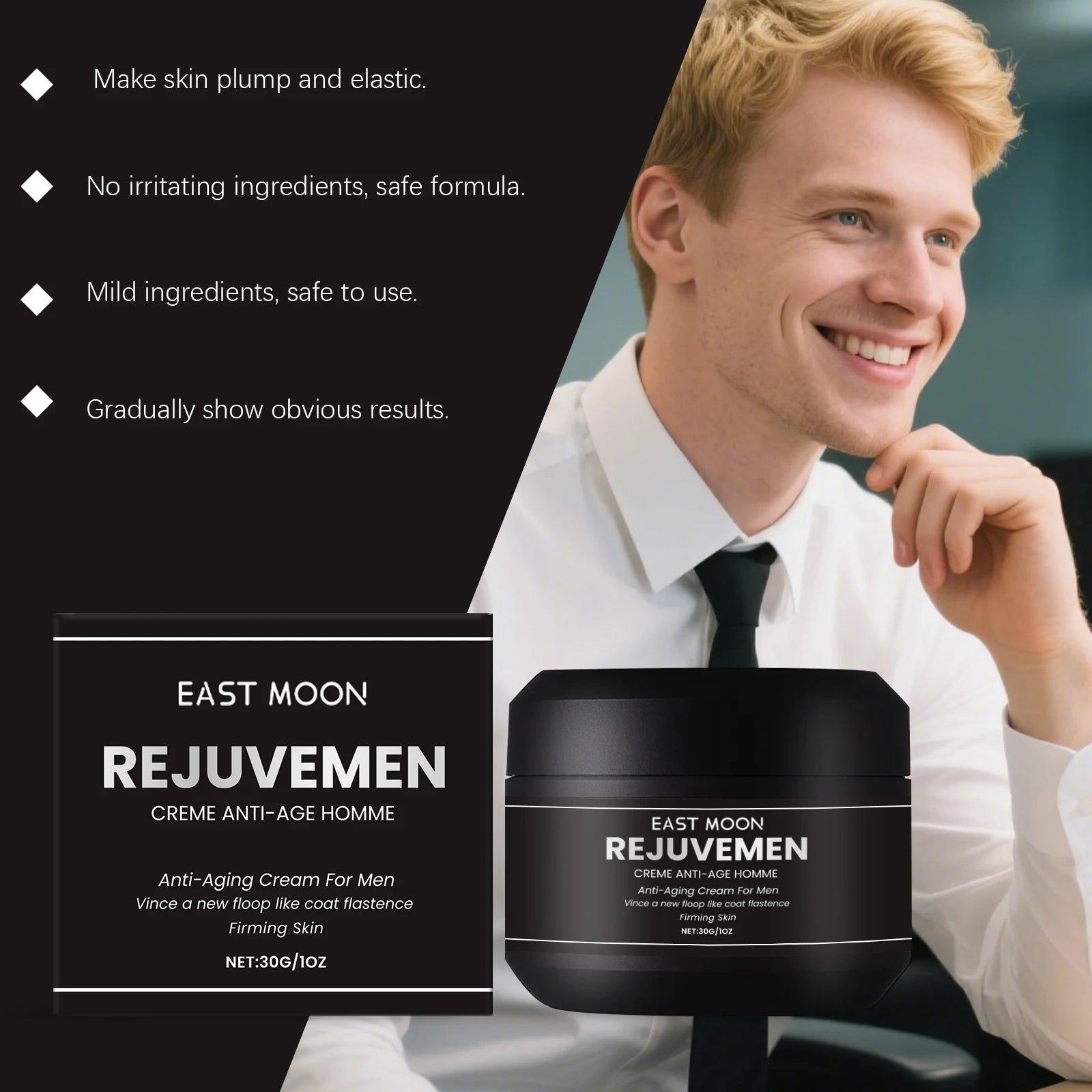 East Moon Men's Moisturizing Cream Moisturizing and Energizing Facial Skin Hydration and Nourishing Reduces wrinkle Facial Cream Oasis Select