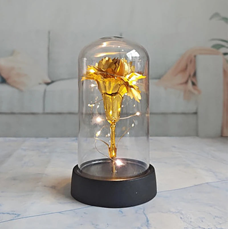 Artificial Carnation Flowers Valentines Day Gift For Girlfriend Eternal Carnation LED Light Foil Flower Mother's Day Gift Oasis Select gold