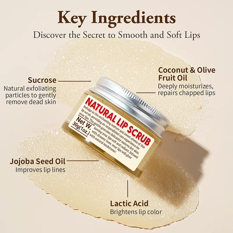Strawberry Sugar Lip Scrub – Exfoliator & Moisturizer for Dry Lips Sugar Lip Scrub Oasis Select