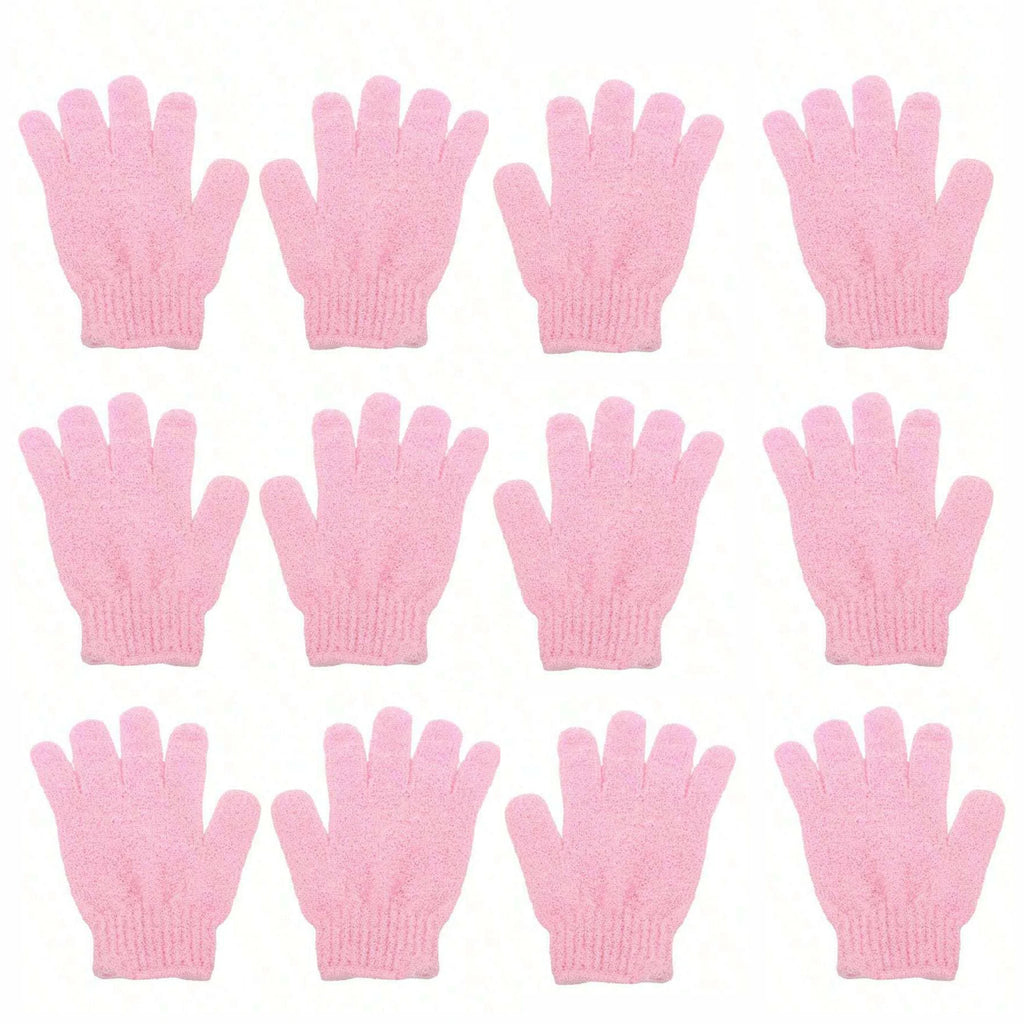 2pcs/6pcs/12pcs Reversible Exfoliating Shower Gloves, Body Scrub Gloves, ,Cleansing Tools Bath Towel Bath Products Back Scrub Oasis Select 12pcs pink