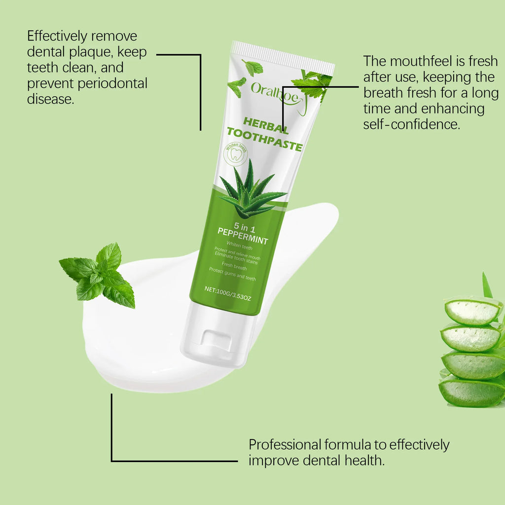 Aloe Vera Toothpaste For Gentle Teeth Cleaning - Remove Odor & Stains, Brighten Smile, Enamel Protection Formula Oasis Select