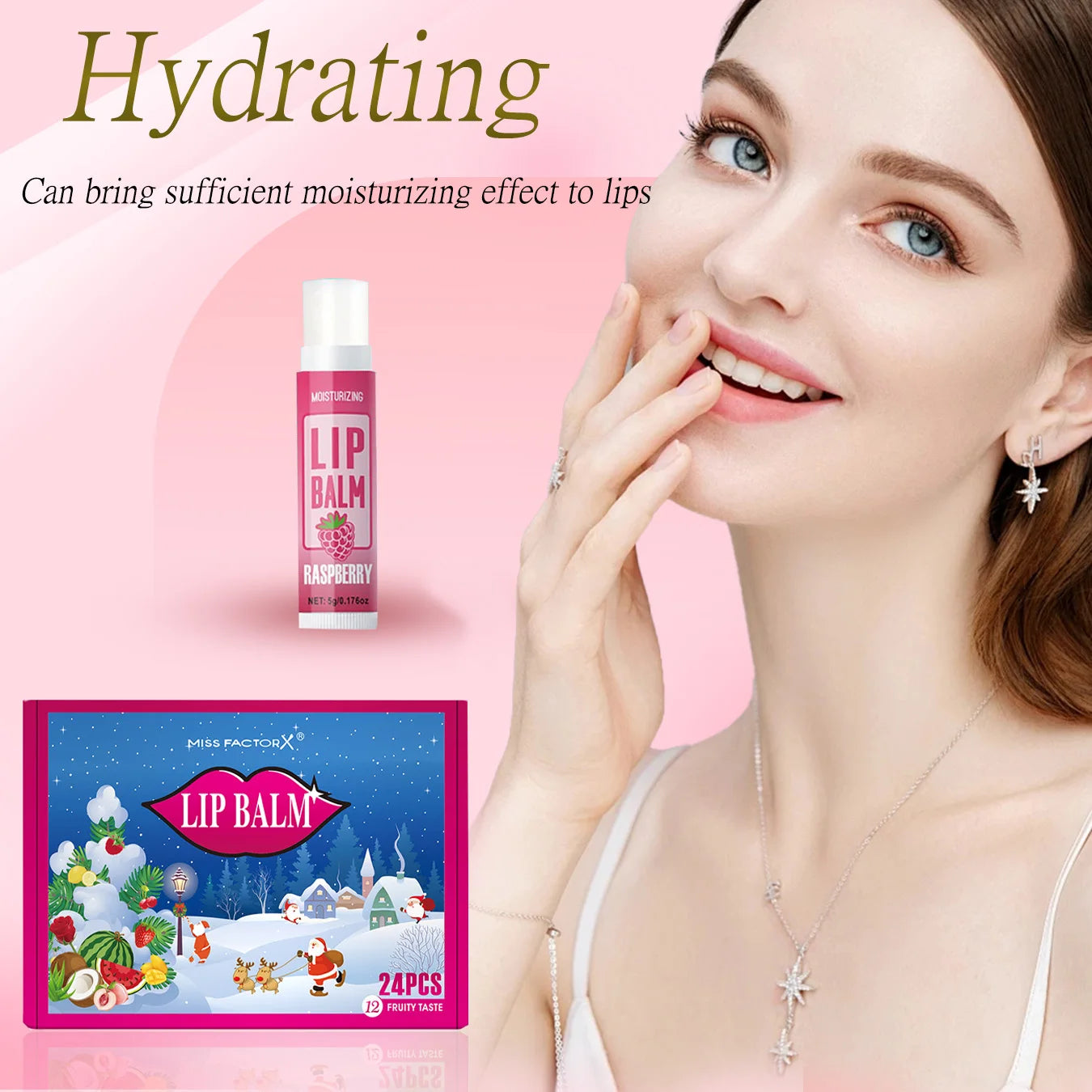24PCS/ box 12 kinds of flower and fruit lip balm set Gift Natural fragrance moisturizing exfoliating and brightening lip color Oasis Select