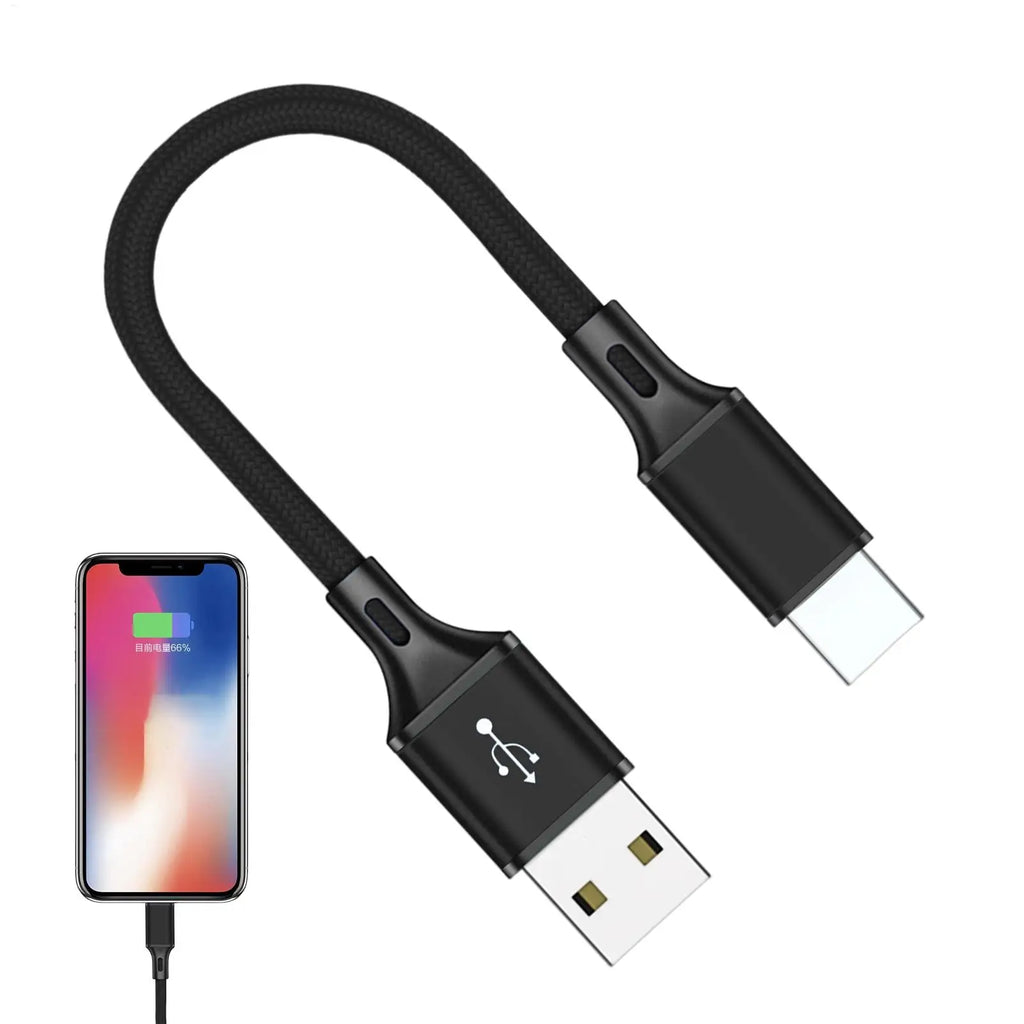 USB C Data Cable 25cm Extra Long USB C Cable Phone Charger Wire Braid Portable Data Transfer Fast Charging Nylon Charger Cord Oasis Select