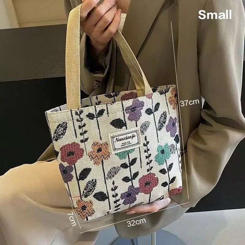 Fashion Flower Floral Printing Single Shoulder Bag Reusable Large Capacity Messenger Bags Simple Versatile Tote Bags Oasis Select S