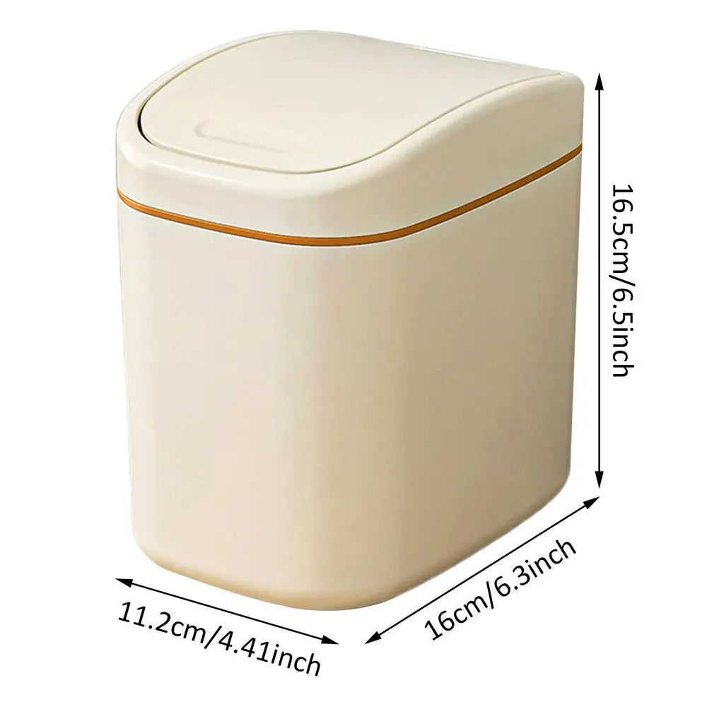 Desktop Trash Can Mini Garbage Can Plastic Dustbin with Shake Cover for Home Office Waste Bins Household Cleaning Storage Box Oasis Select Creamy