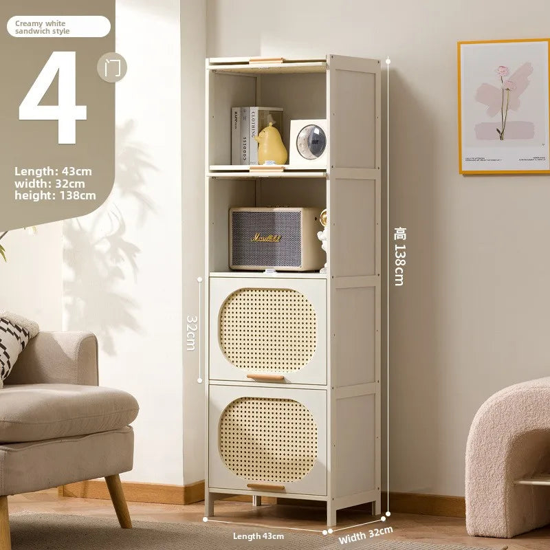 Cream wind all solid wood bookcase simple children's locker open storage cabinet living room study combination locker Oasis Select 43 long four doors