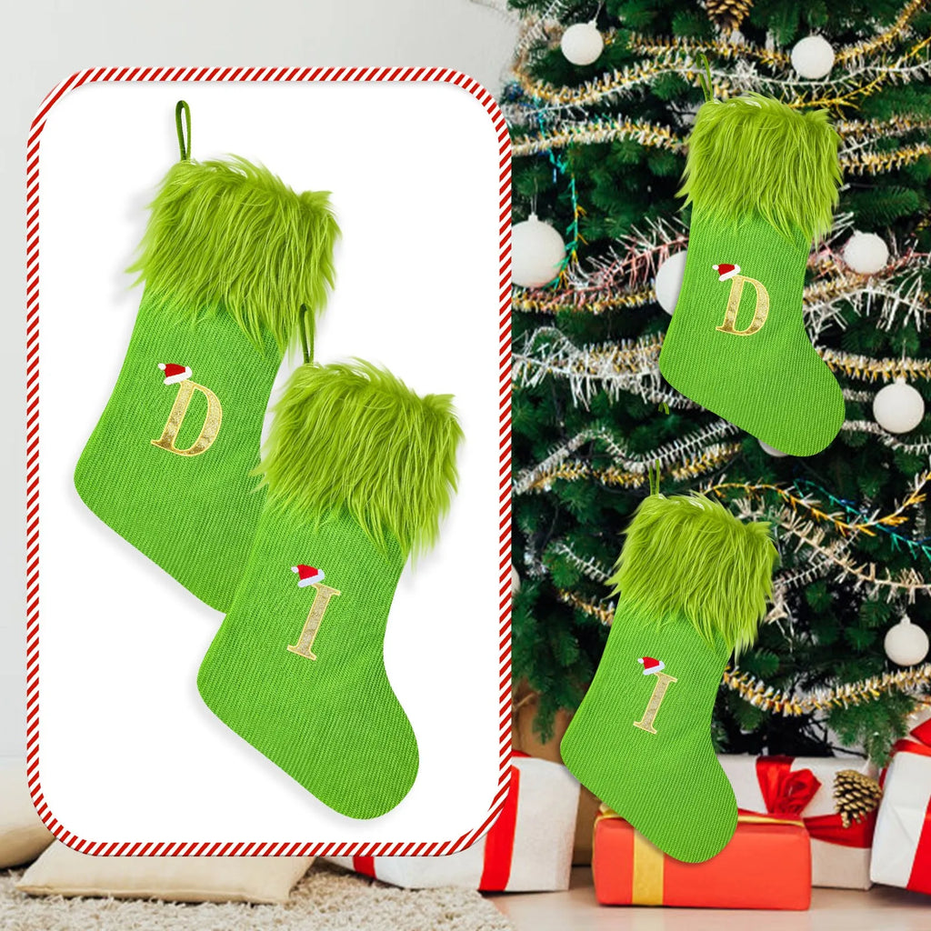 Large Knitted Christmas Stockings – Alphabet Letter Holiday Decor Christmas Stocking Oasis Select