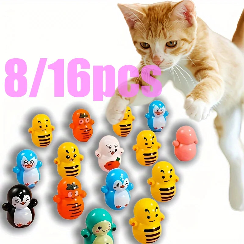 8/16pcs of Cat Rolling Toys Diverse Styles Interactive Play and Exercise Equipment Durable Plastic Material Oasis Select