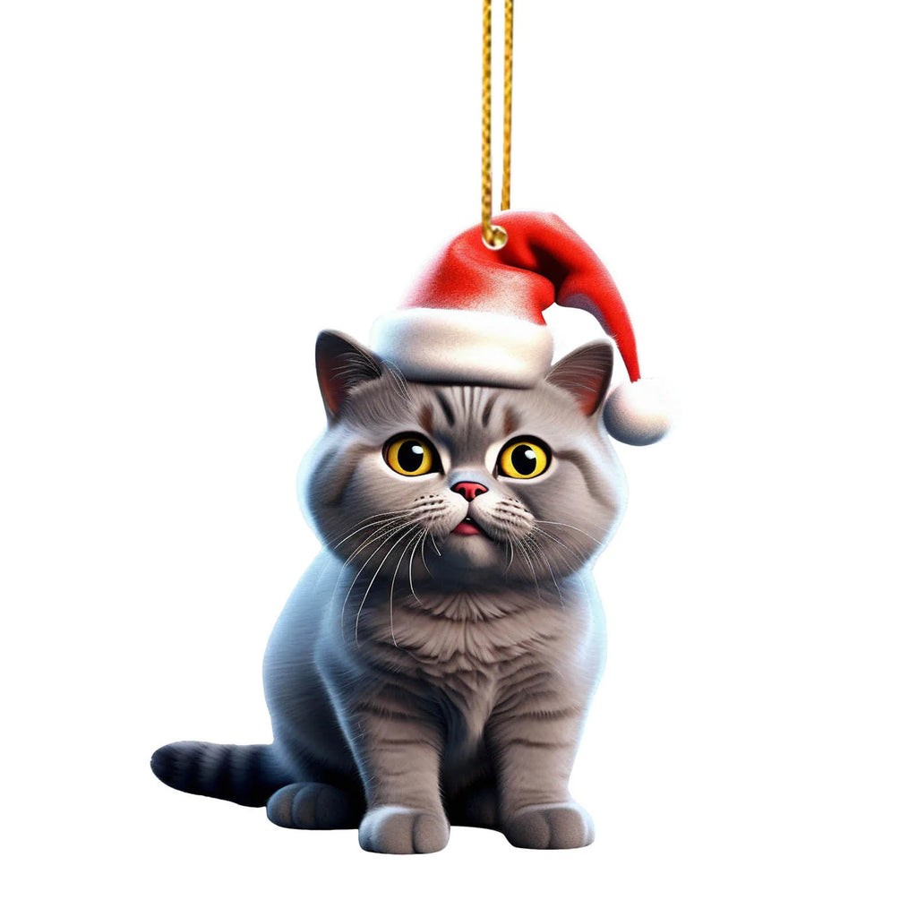 2025 Christmas Ball Cat Ornament 2D Acrylic Funny Cat Ornaments Christmas Tree Cat Hanging Decorations Home Party Xmas Decor Oasis Select Style C