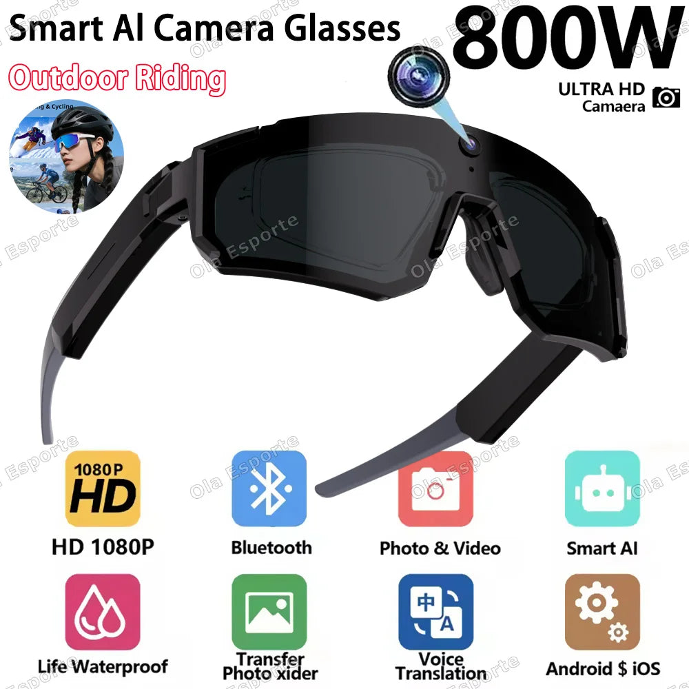 AI Smart Glasses 4K Camera Bluetooth UV400 Polarized IP54
