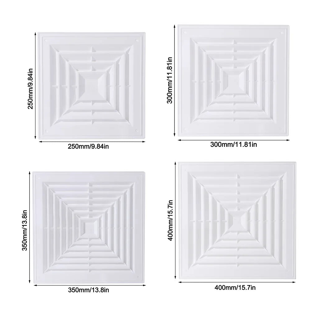 Square Air Vent Grille White Plastic Ventilation Cover with Flaps