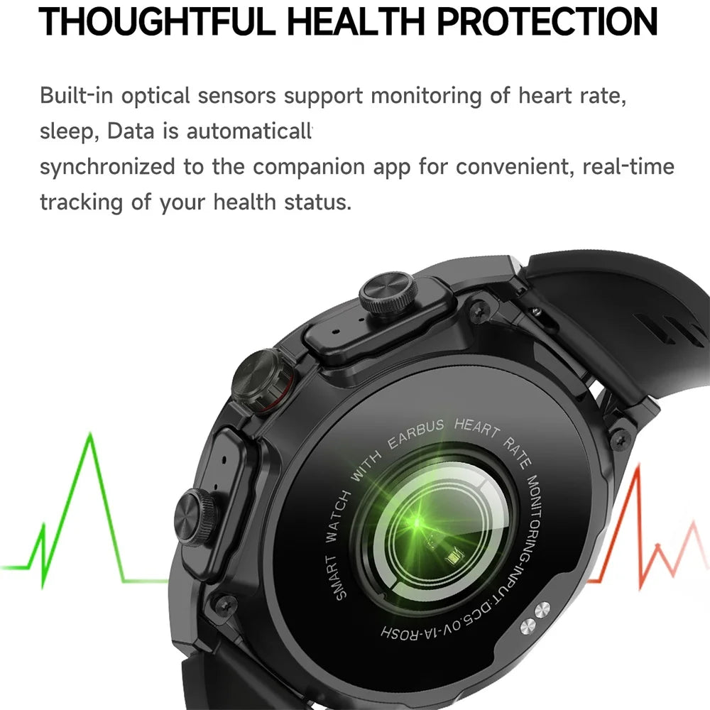 Smart Watch 2 In 1 Blue Tooth Call Earphones Voice Assistant Heart Rate Health Sports Smartwatch TWS Noise-canceling Headphones Oasis Select