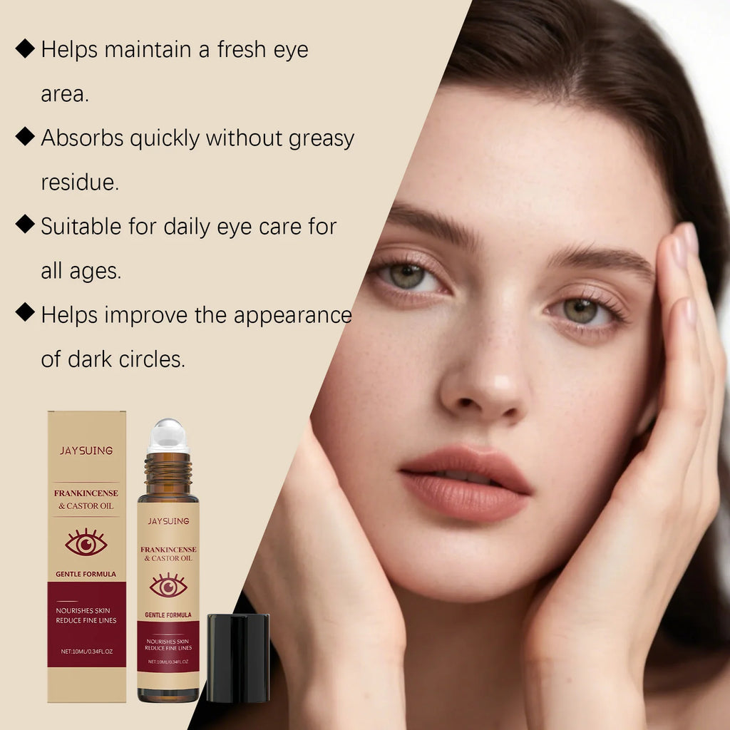 Castor Oil Eye Essence Dark Circles Eye Bags Anti-Puffiness Lift Firm Ball Massage Reduce Fine Lines Deep Nourish Eye Care Serum Oasis Select