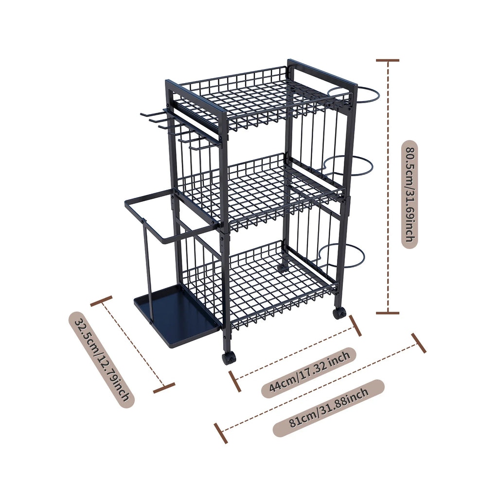 Household multi-layer basketball rack removable fitness equipment yoga mat storage basket dumbbell foam shaft storage rack Oasis Select black