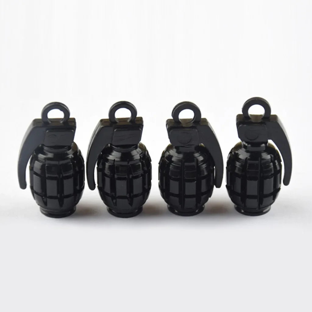 Grenade Tire Valve Caps for Car Motorcycle Bike Aluminum Valve Stem Caps for American Valves Car-styling Parts Accessories Oasis Select black