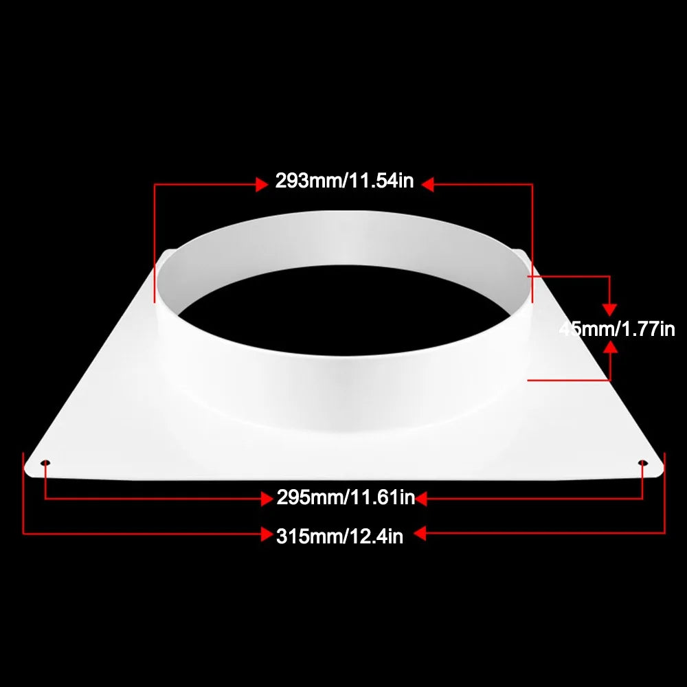 High Quality Plastic Vent Pipe Adapter Flange Connector Wall-mounted Square To Round Flange Interface Exhaust Pipe Joint Oasis Select White-300mm