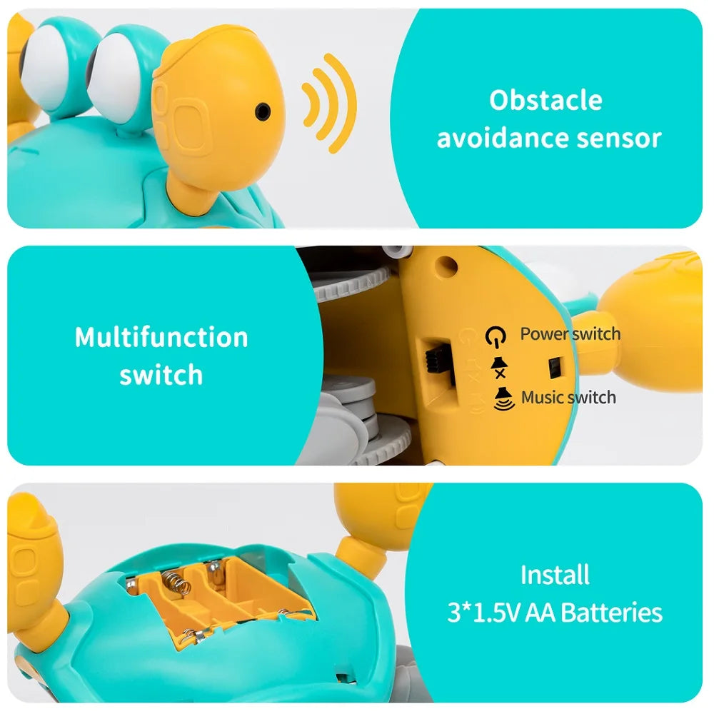 Dancing Crab Run Away Toy for Babies Crawling Interactive Escape Crabs Baby Birthday Thanksgiving Christmas Gift Battery Edition Oasis Select