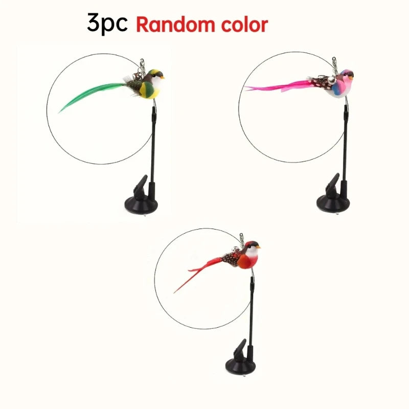1/3pcs New cat funny cat stick steel wire long pole feather cute cat toy kitten fishing self-pleasure relief pet toy Oasis Select 3PCS