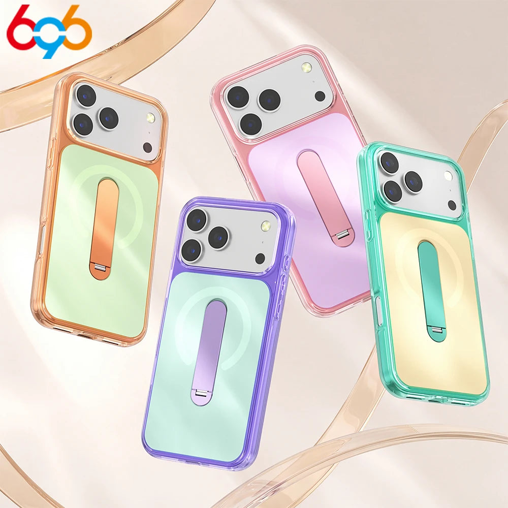 2-in-1 Phone Holder Protective Cases For IPhone 17 Pro Max 16pro 15 14 13 Fold Bracket Magnetic Case For Wireless Charging Cover Oasis Select